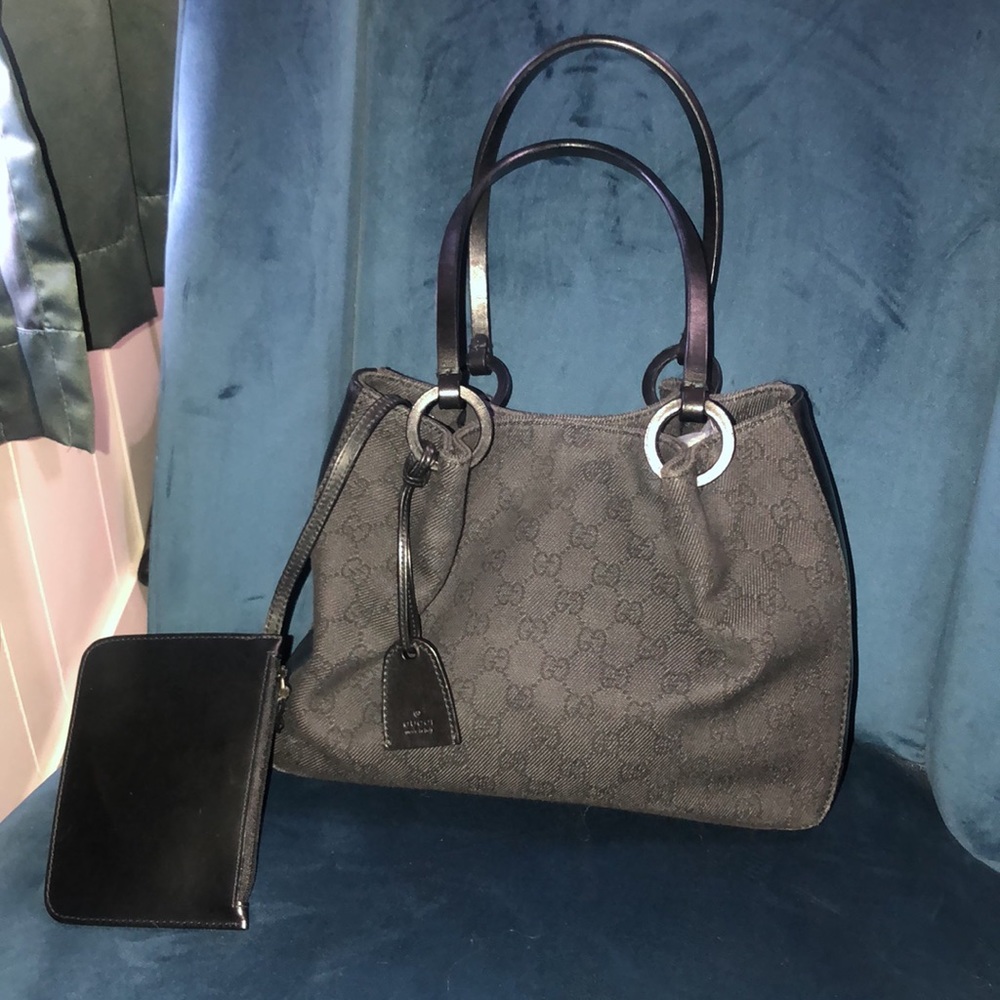 Gucci Black Handbag with attached Pouch